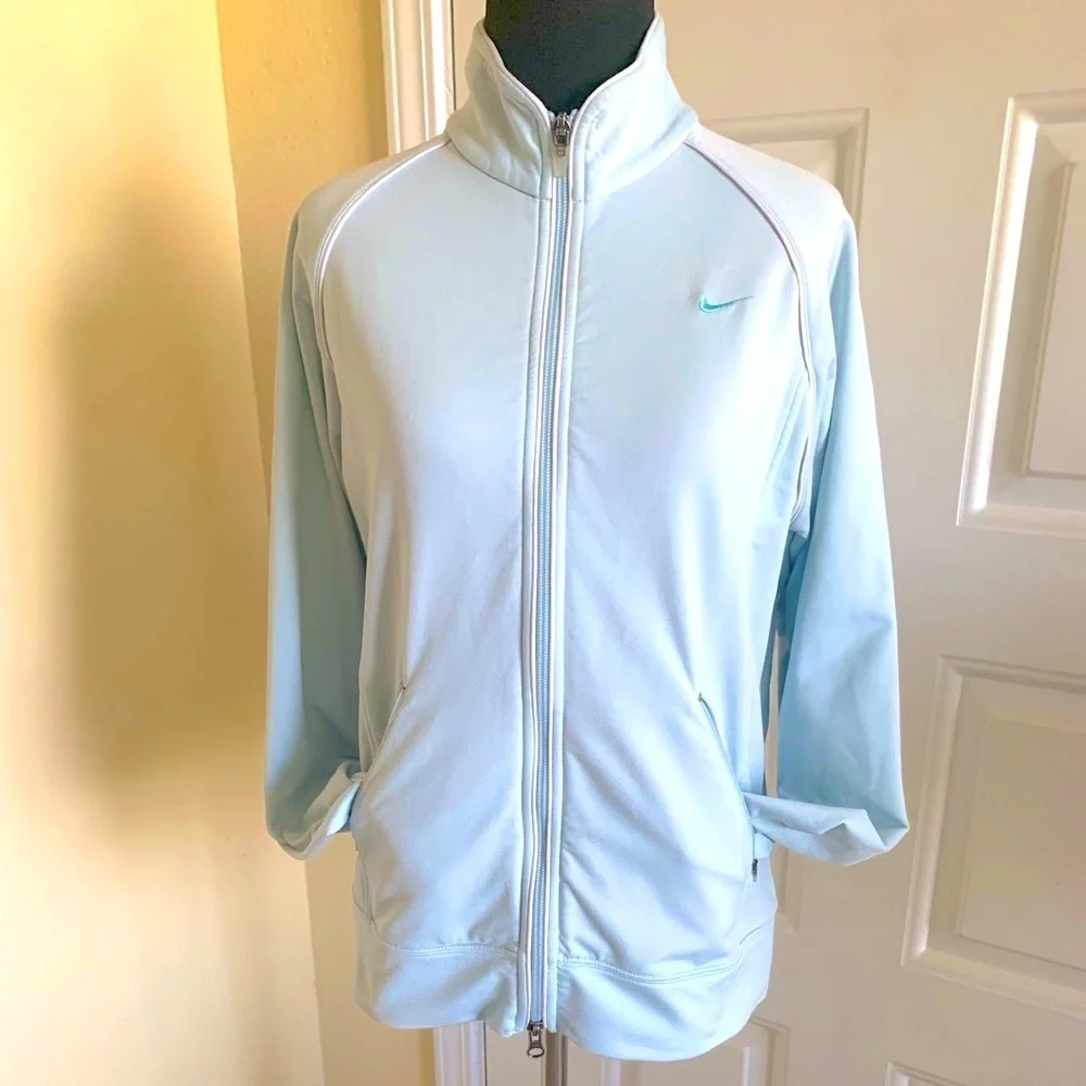 Nike Light Blue With White Piping Dri Fit Running Jacket Size M